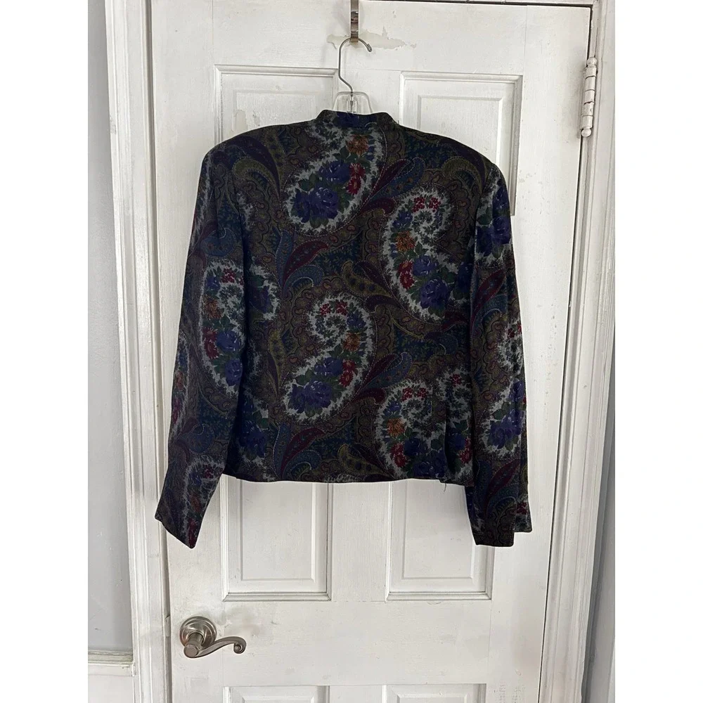 NWT Susan Bristol Paisley Floral Tapestry Cottagecore WoolBlend Blazer Jacket 14